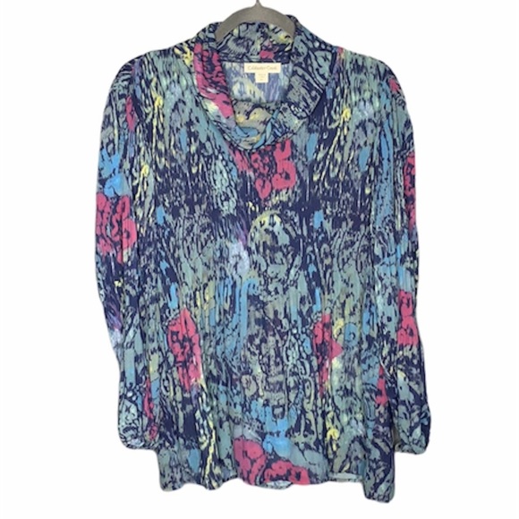 Coldwater Creek Tops - Coldwater Creek Multicolor Floral Cowl Neck Top